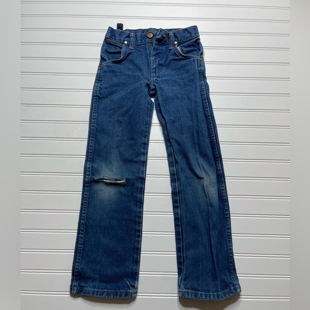 Wrangler kids size 8 slim blue jeans 100% cotton - Picture 2 of 6